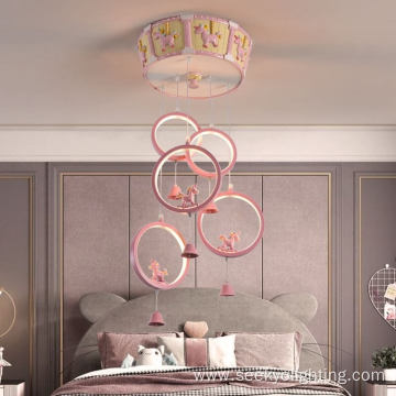 Pink Led Pendant Ring Children Lamp For Kids